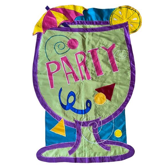 Party Drink Umbrella Martini Double Sided Outdoor Yard Flag Length 44" Width 27" - Picture 1 of 5